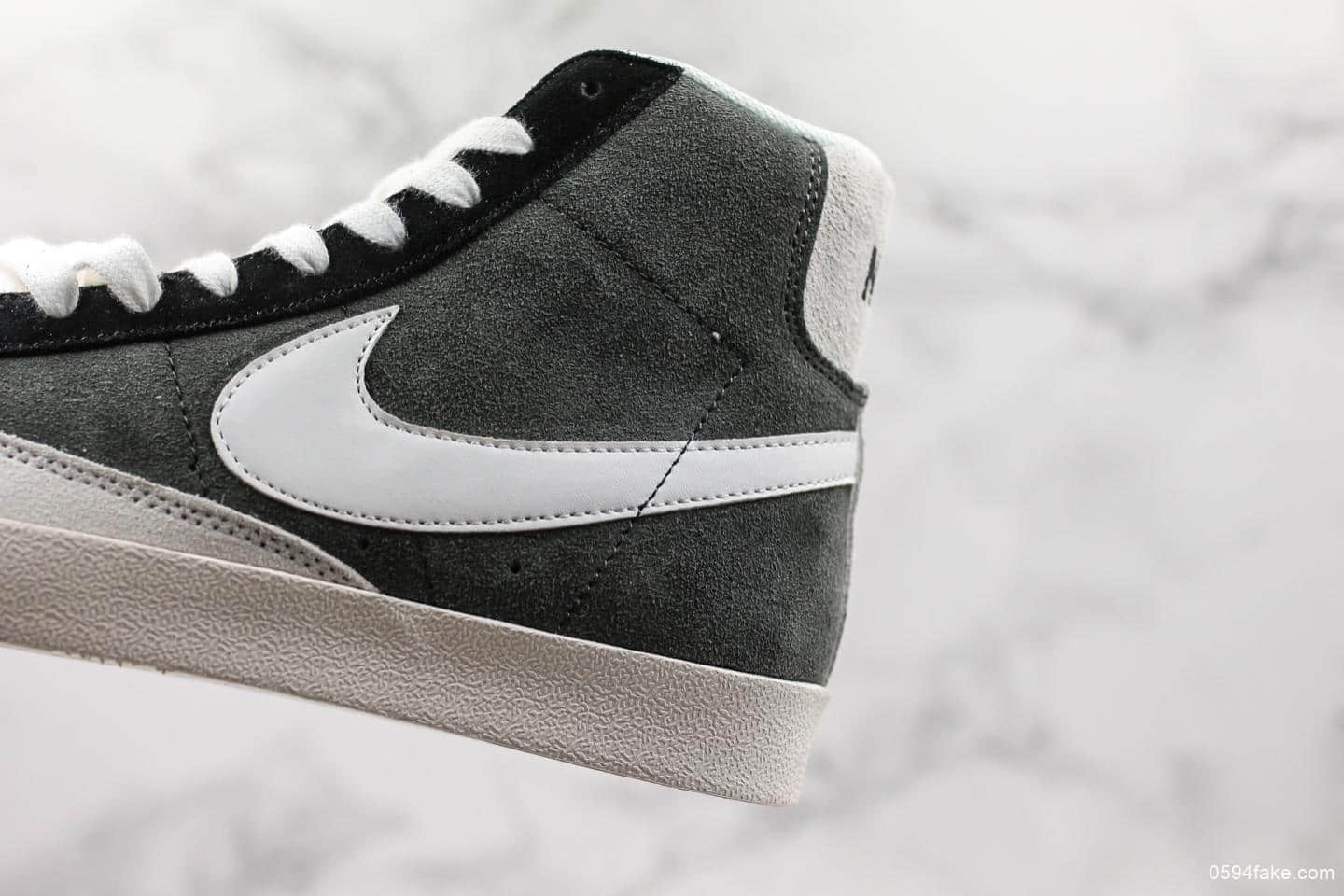 耐克Nike Blazer Mid '1977 Vintage WE公司级版本经典开拓者高帮百搭休闲运动板鞋麂皮深灰灰黑白钩 货号：CI1167-001