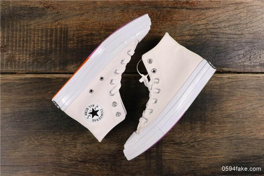 匡威Chinatown Market x Converse联名款真标双围条蓝底感光高帮帆布鞋 货号:166598C