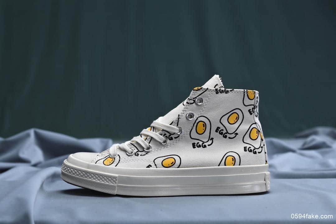 匡威Converse Chuck Taylor Allstar 1970s HI Cerasus pseudocerasus网红荷包蛋真标硫化蓝底经典三星标休闲板鞋 货号:162079C