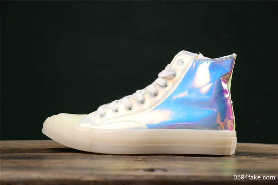 匡威Converse Chuck 70 Translucent Midsole High真标品质经典改良冷硫技术高帮帆布百搭板鞋多彩镜皮面镭射炫彩 货号:163786C