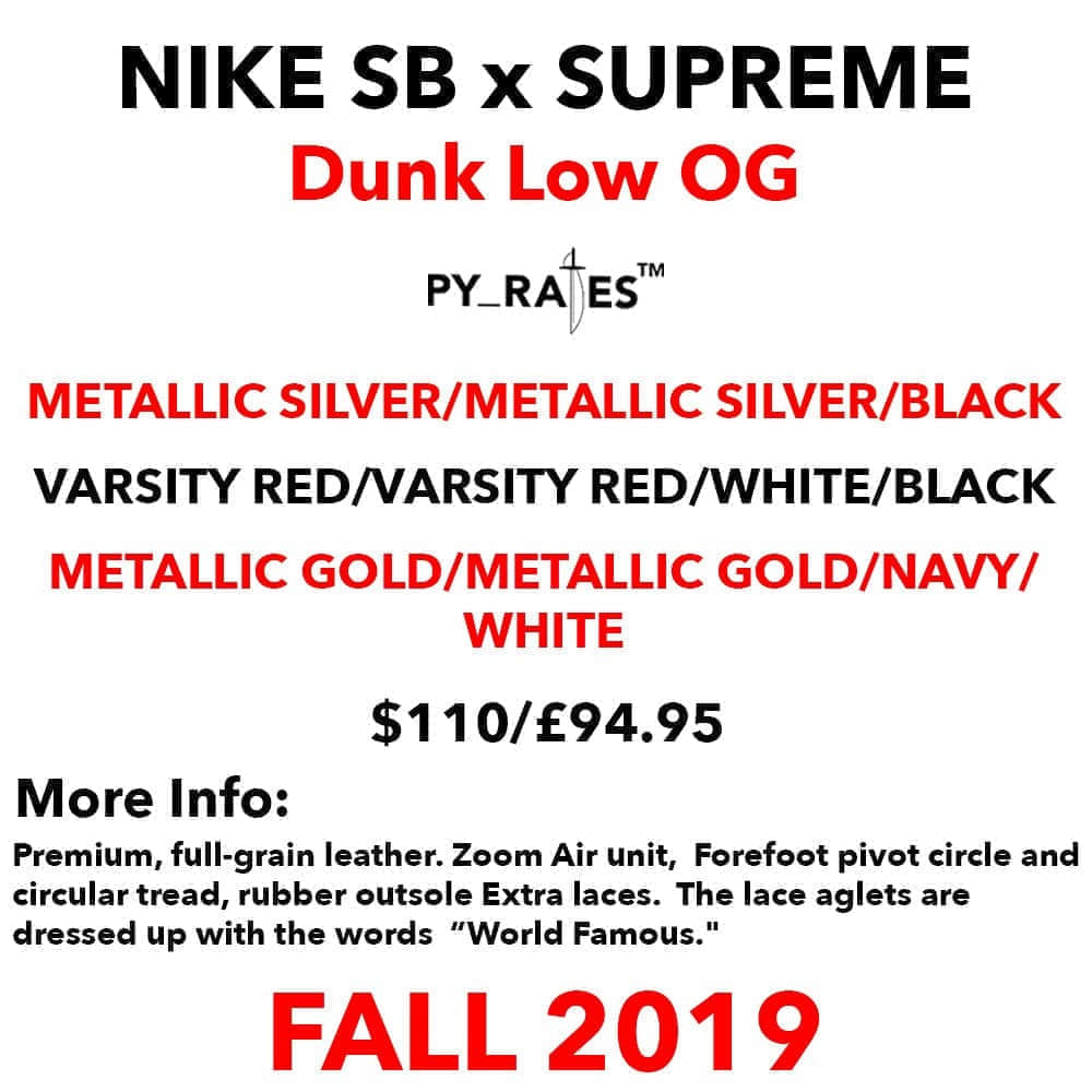 Supreme与Nike再度携手!将于今年秋季推出三双Dunk SB Low全新配色!