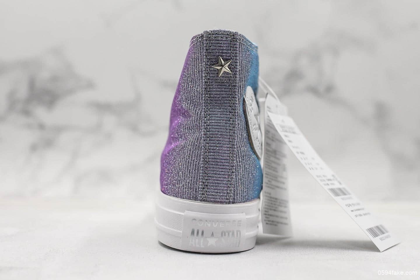 匡威Converse Chuck Taylor All Star满天星闪光渐变鞋面高帮休闲鞋真标蓝底高品质 货号:564910C