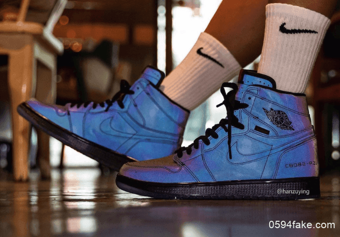 全身3M炫彩反光!这双AJ1绝了!上脚图释出惊艳众人! 货号:BV0006-900