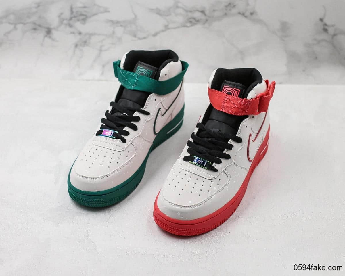 耐克Nike Air Force 1纯原版本世界篮球杯红绿鸳鸯全鞋身采用的是Micro Fiber 超纤反光材质原楦头原纸板打造内置气垫 货号:CK4581-110