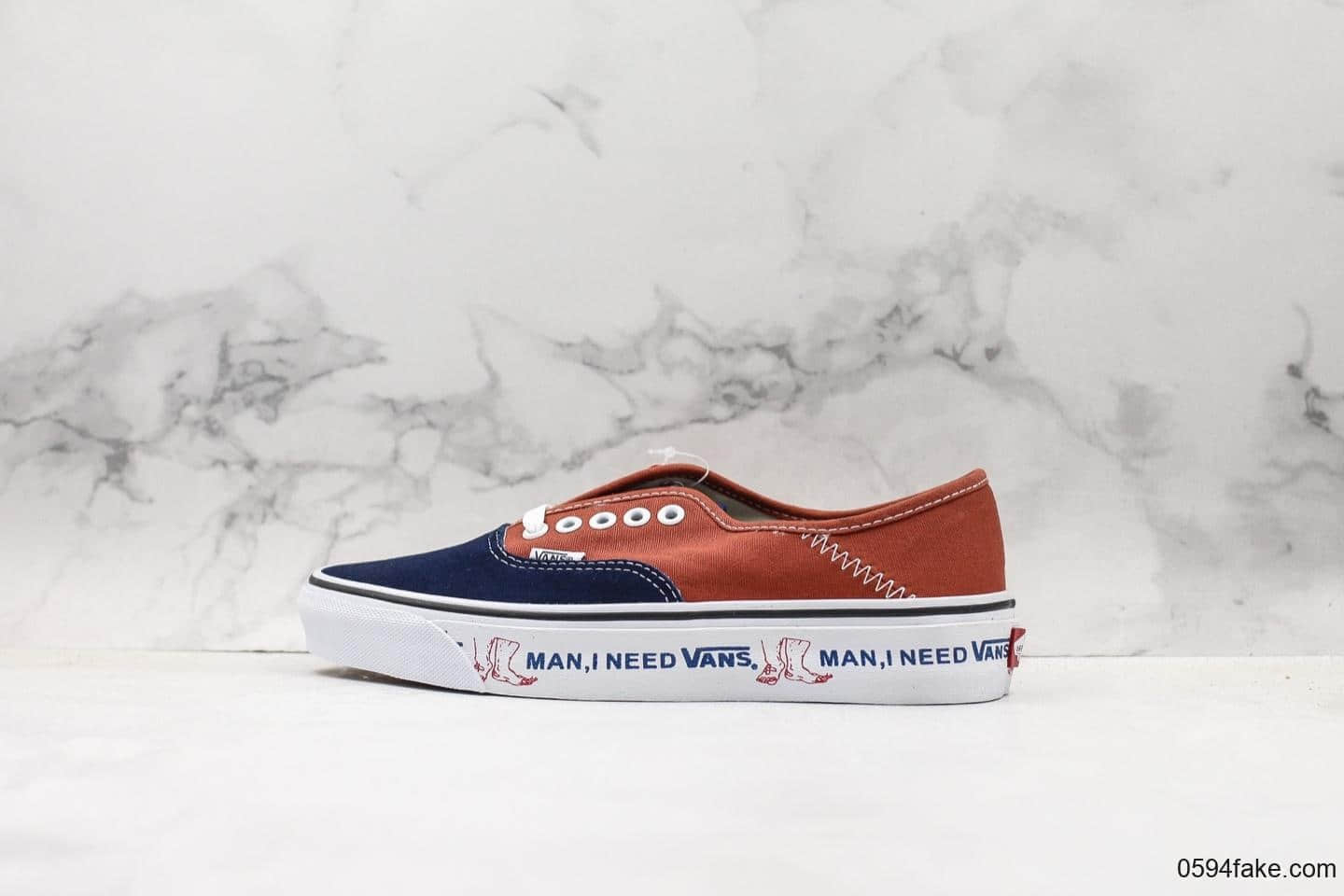 万斯Vans Authentic SF MEN I NEED VANS红字母小红书爆款4孔经典印花真标原装硫化工艺原鞋开模定制布料版正确卡色