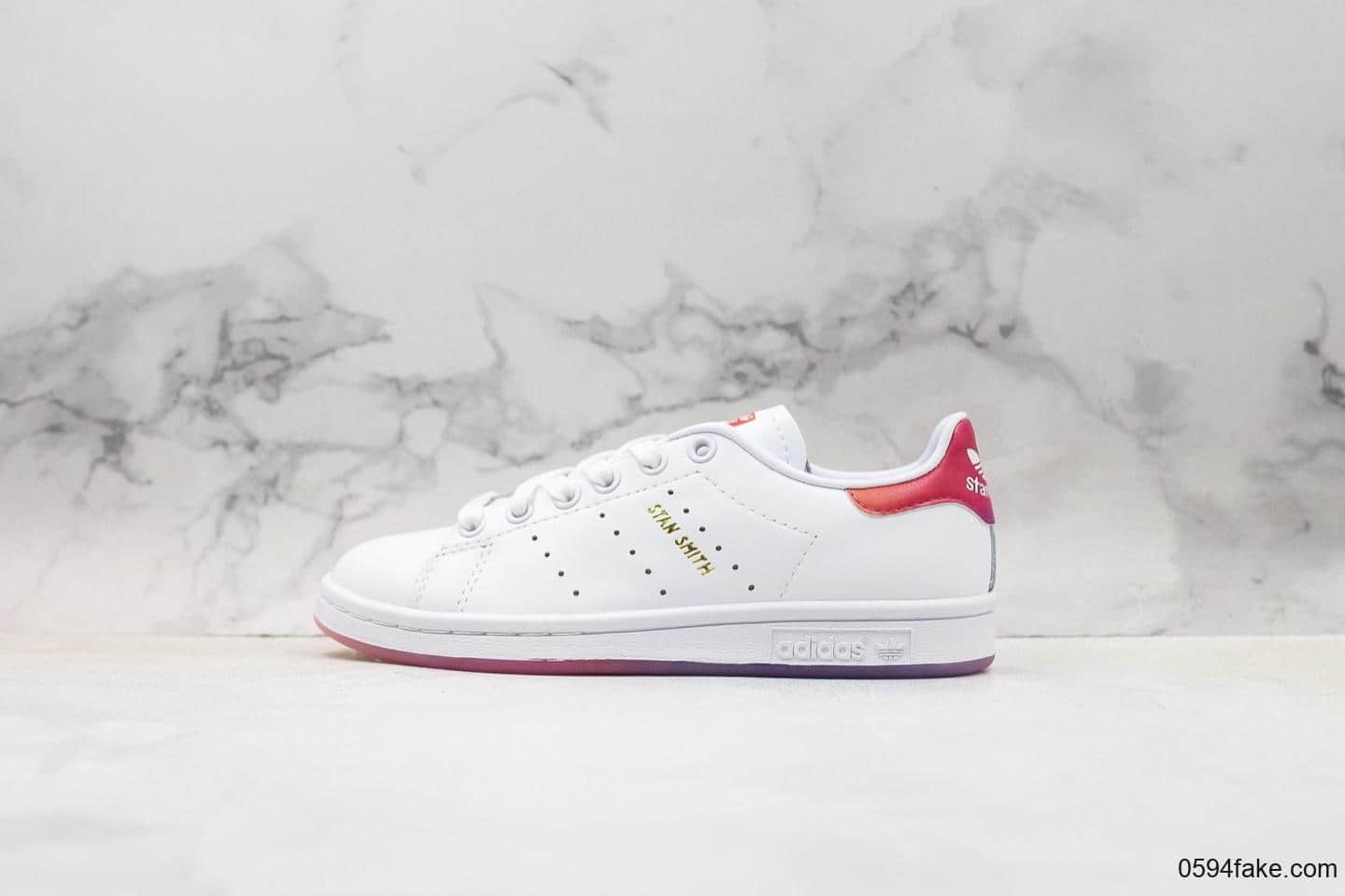 阿迪达斯Adidas STAN SMITH公司级版本史密斯高密度EVA发泡软中底拉帮工艺渐变红限定配色 货号:EG8133