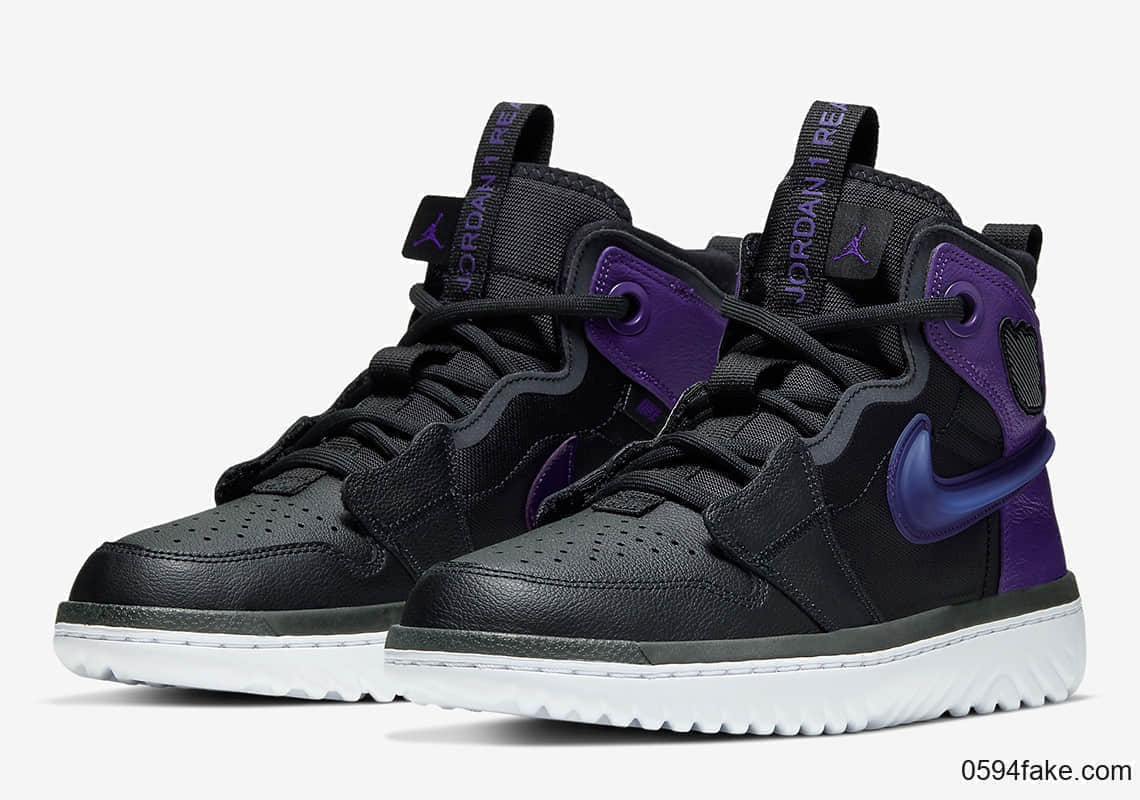 经典黑紫配色!这双Air Jordan 1 React你会入手吗? 货号:AR5321-005