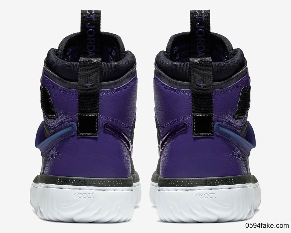 经典黑紫配色!这双Air Jordan 1 React你会入手吗? 货号:AR5321-005