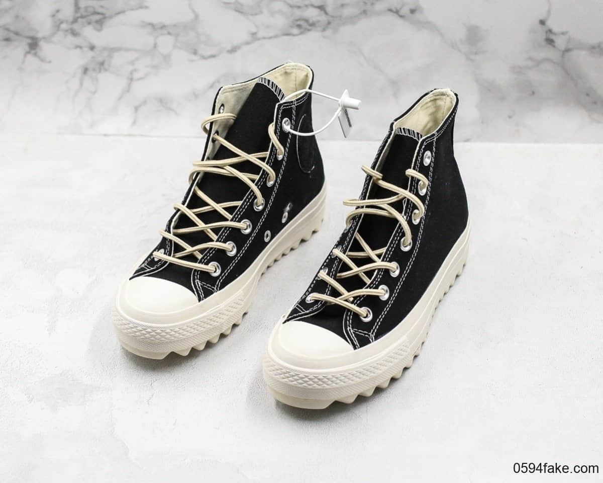 匡威Converse Womens Chuck Taylor All Star Lift Ripple Ox黑白厚底波纹男女款高帮板鞋公司级 货号:559857C