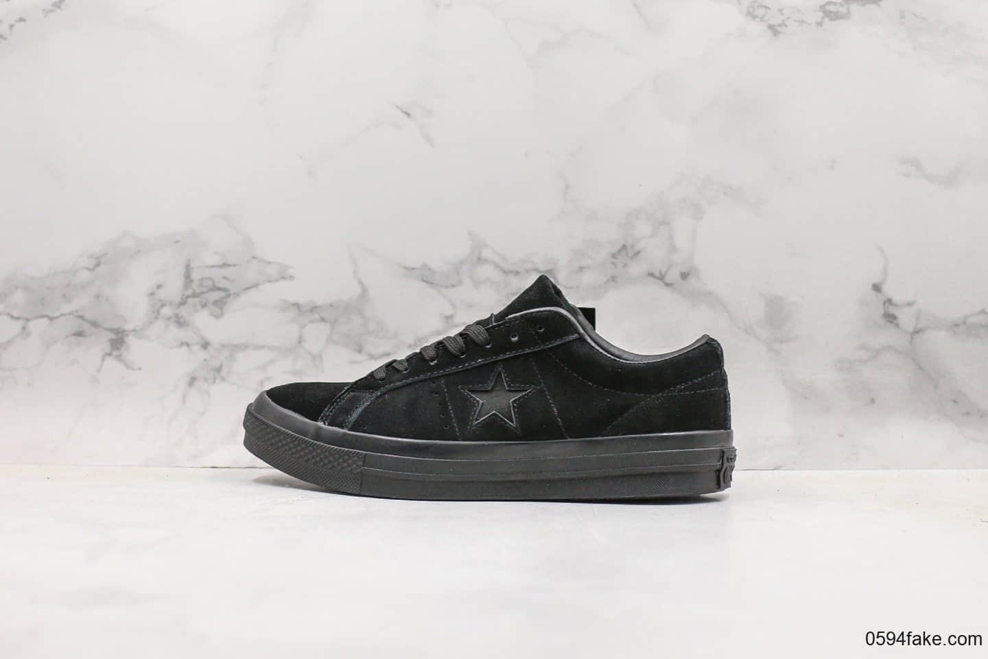 匡威Converse One Star Ox Pinstripe真标硫化匡威全黑木村一星系列百搭硫化板鞋 货号:165033C