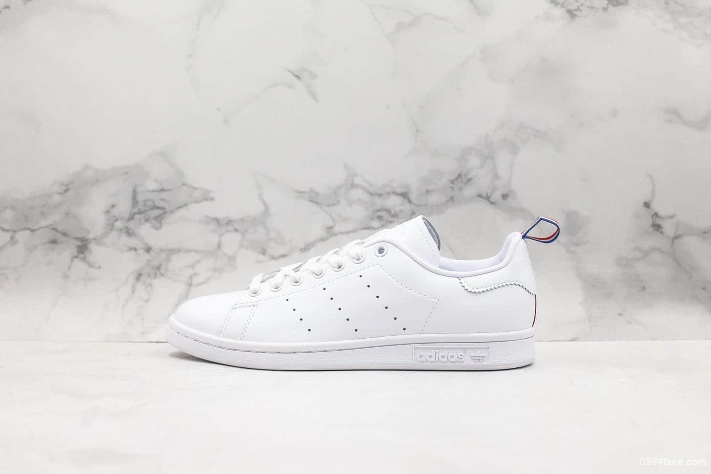 阿迪达斯Adidas Stan Smith法国限定史密斯纯原版本彩旗尾软头层荔枝纹全新配色休闲百搭小白鞋 货号:BD7433