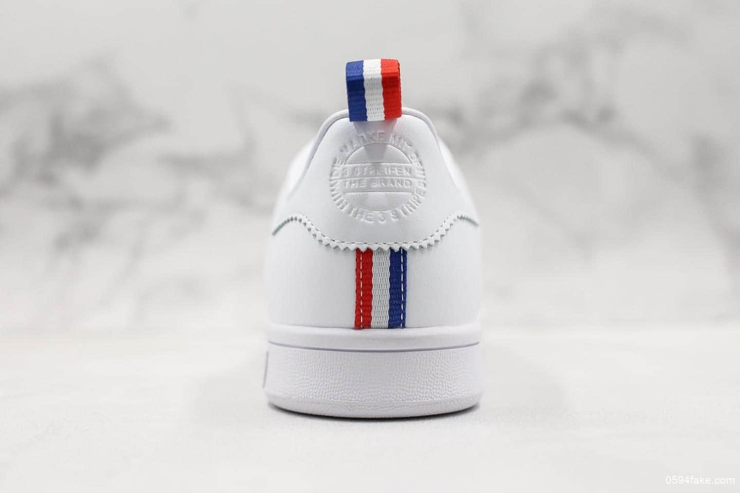 阿迪达斯Adidas Stan Smith法国限定史密斯纯原版本彩旗尾软头层荔枝纹全新配色休闲百搭小白鞋 货号:BD7433