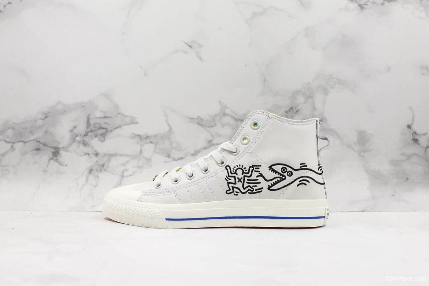 阿迪达斯adidas Keith Haring x Originals Nizza公司级三叶草贪吃蛇涂鸦配色全鞋头层皮制作原盒原标 货号:EE9297