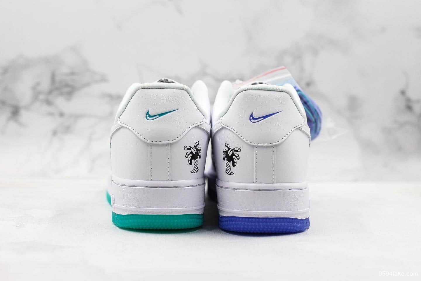 耐克Nike Air Force 1 Earth Day Pack地球日白绿蓝鸳鸯底休闲运动板鞋公司级版本原盒原材正确双色果冻底 货号：CI5545-100