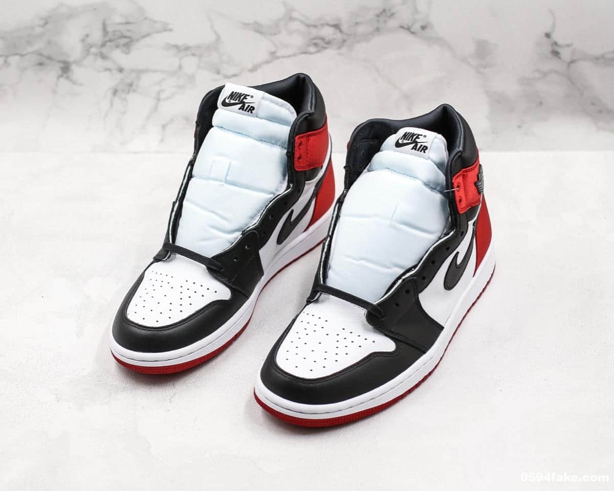 乔丹Air Jordan 1 SATIN BLACK TOE纯原版本丝绸黑脚趾独家采用原厂材料原鞋一直中底三点定位大几率过验 货号:CD0461-016