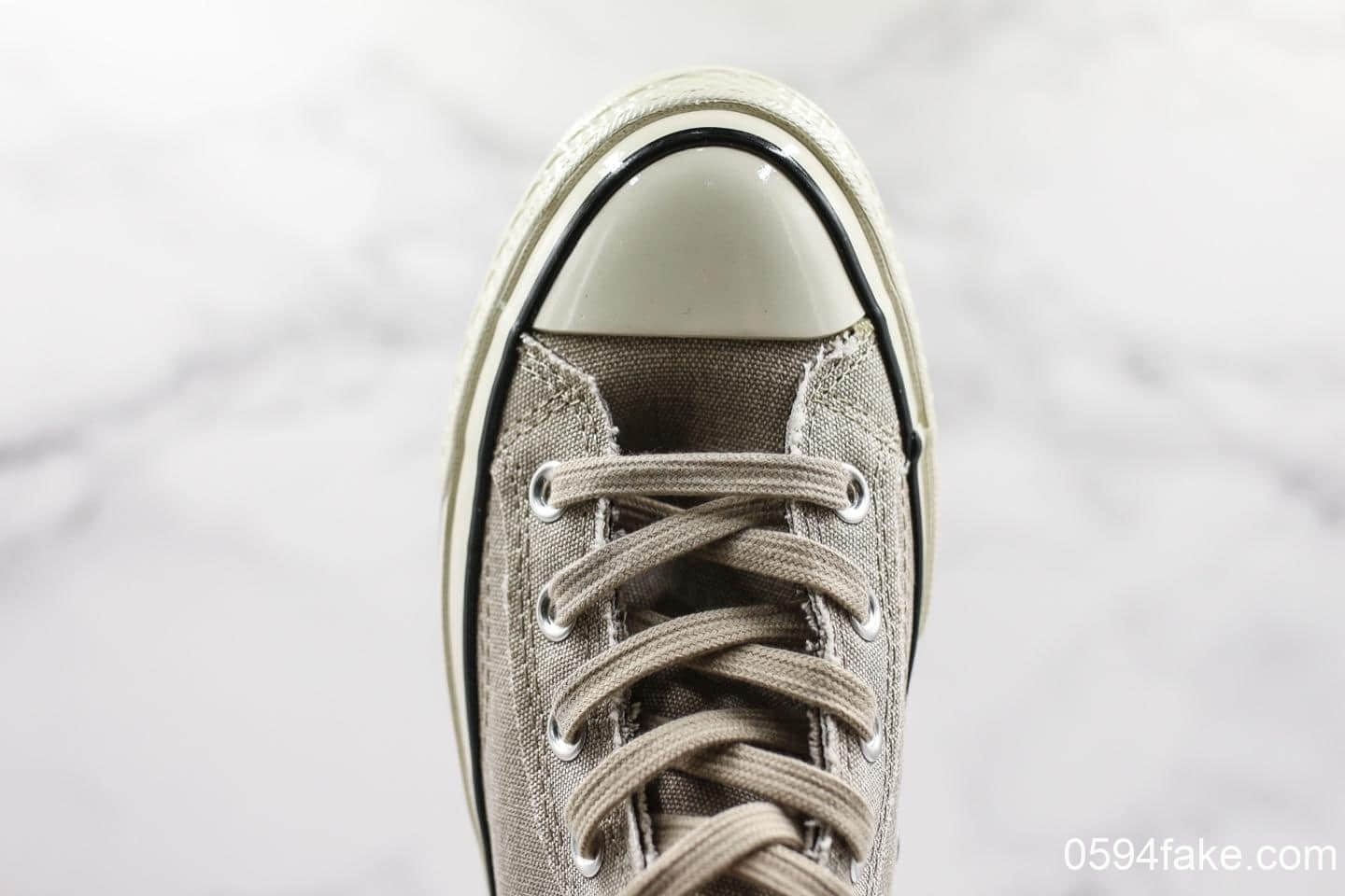 匡威Converse Chuck Taylor All Star真标硫化蓝底工艺原楦开发版原标原盒正确PU蓝底草木灰高帮帆布鞋 货号:164595C