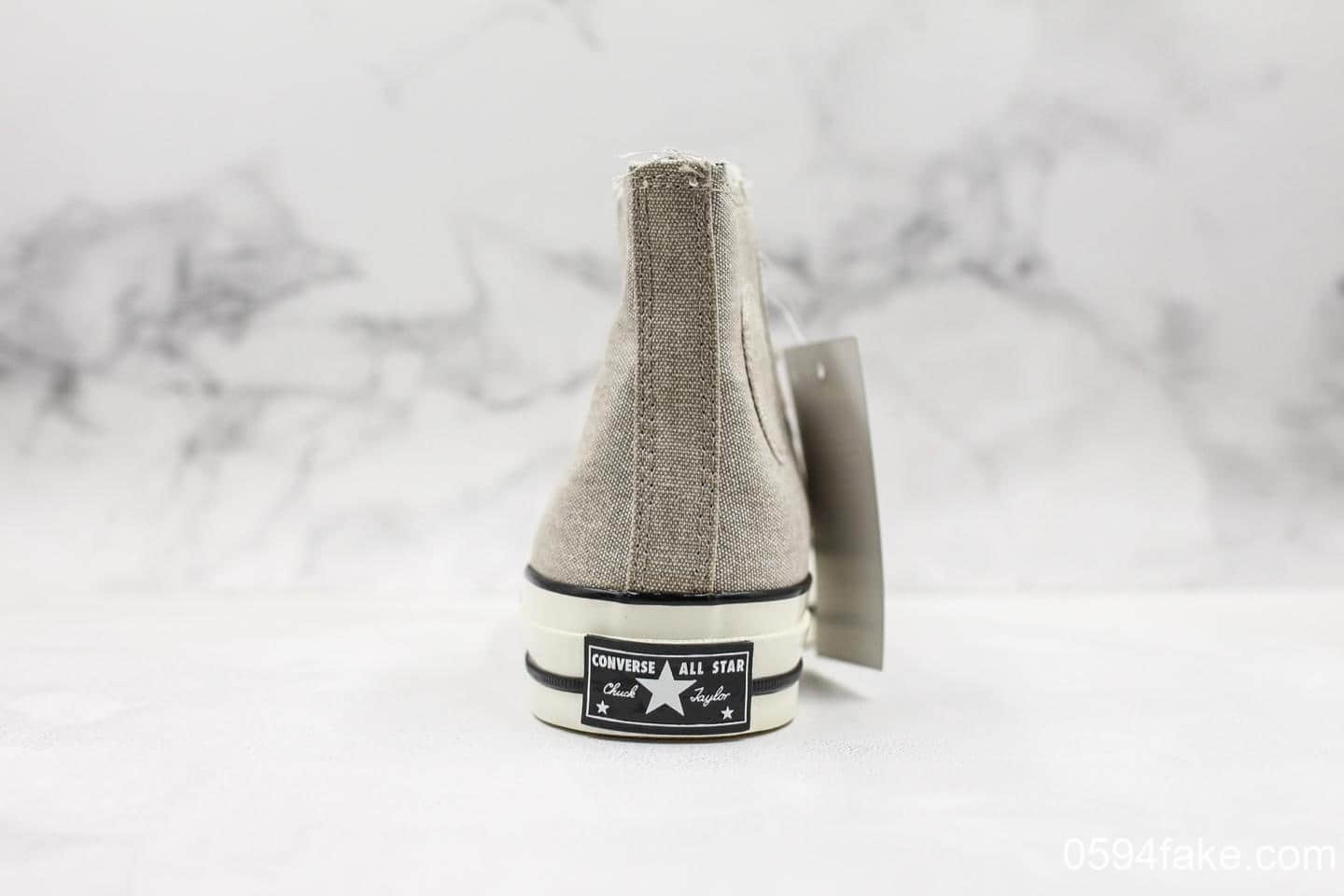 匡威Converse Chuck Taylor All Star真标硫化蓝底工艺原楦开发版原标原盒正确PU蓝底草木灰高帮帆布鞋 货号:164595C