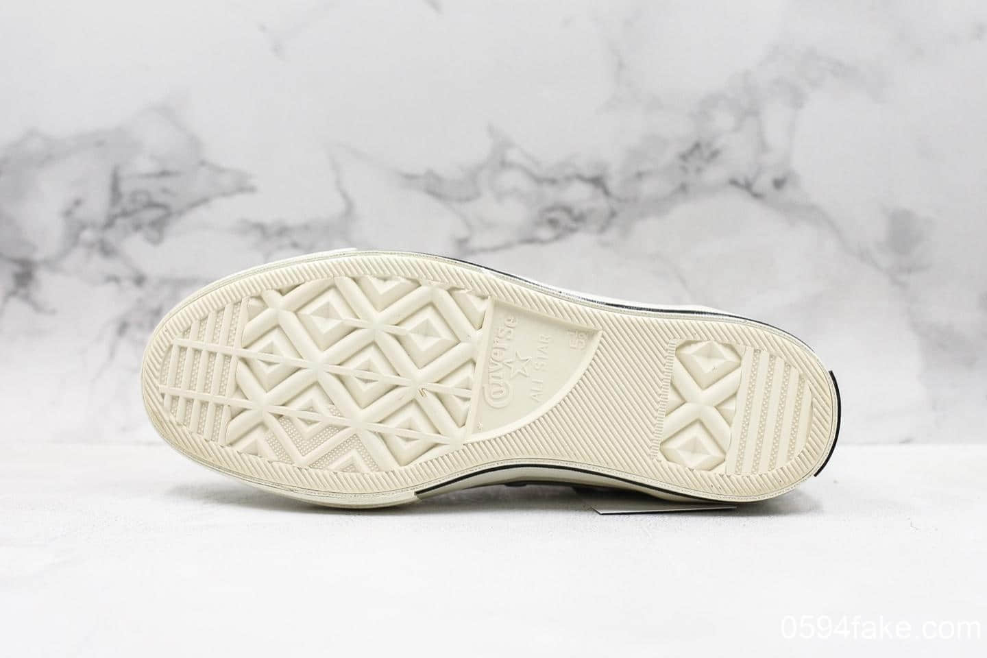 匡威Converse Chuck Taylor All Star真标硫化蓝底工艺原楦开发版原标原盒正确PU蓝底草木灰高帮帆布鞋 货号:164595C