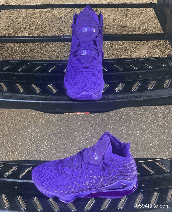 詹姆斯晒出特殊的2K配色的LeBron 17实物图!这个紫色太迷幻了!