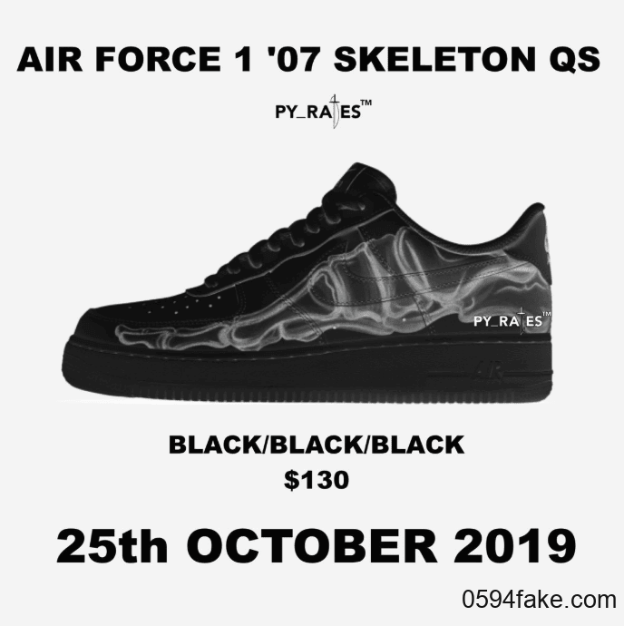 万圣节必备!Nike Air Force 1 Low“Black Skeleton”将于10月25日发售!
