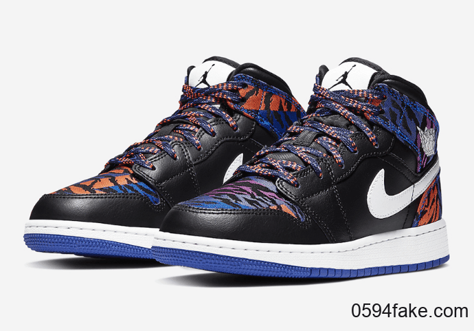 彩色虎纹印花装扮!这双Air Jordan 1 Mid你打几分? 货号:AV5174-005