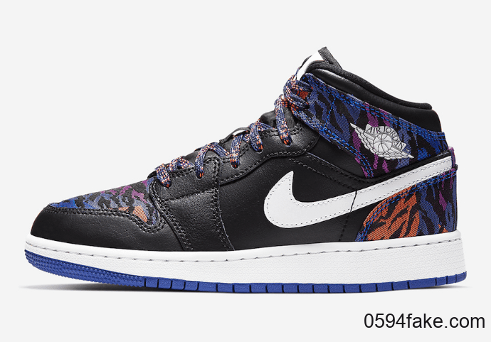彩色虎纹印花装扮!这双Air Jordan 1 Mid你打几分? 货号:AV5174-005