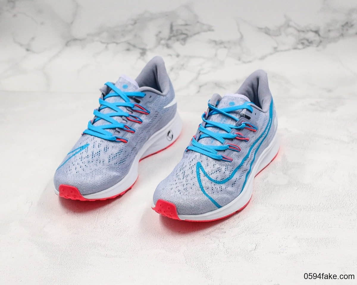 耐克Nike Air Zoom Pegasus 36 JDI登月36代休闲跑步鞋灰蓝色真标带半码编织飞线面透气运动鞋 货号：BV5739-500