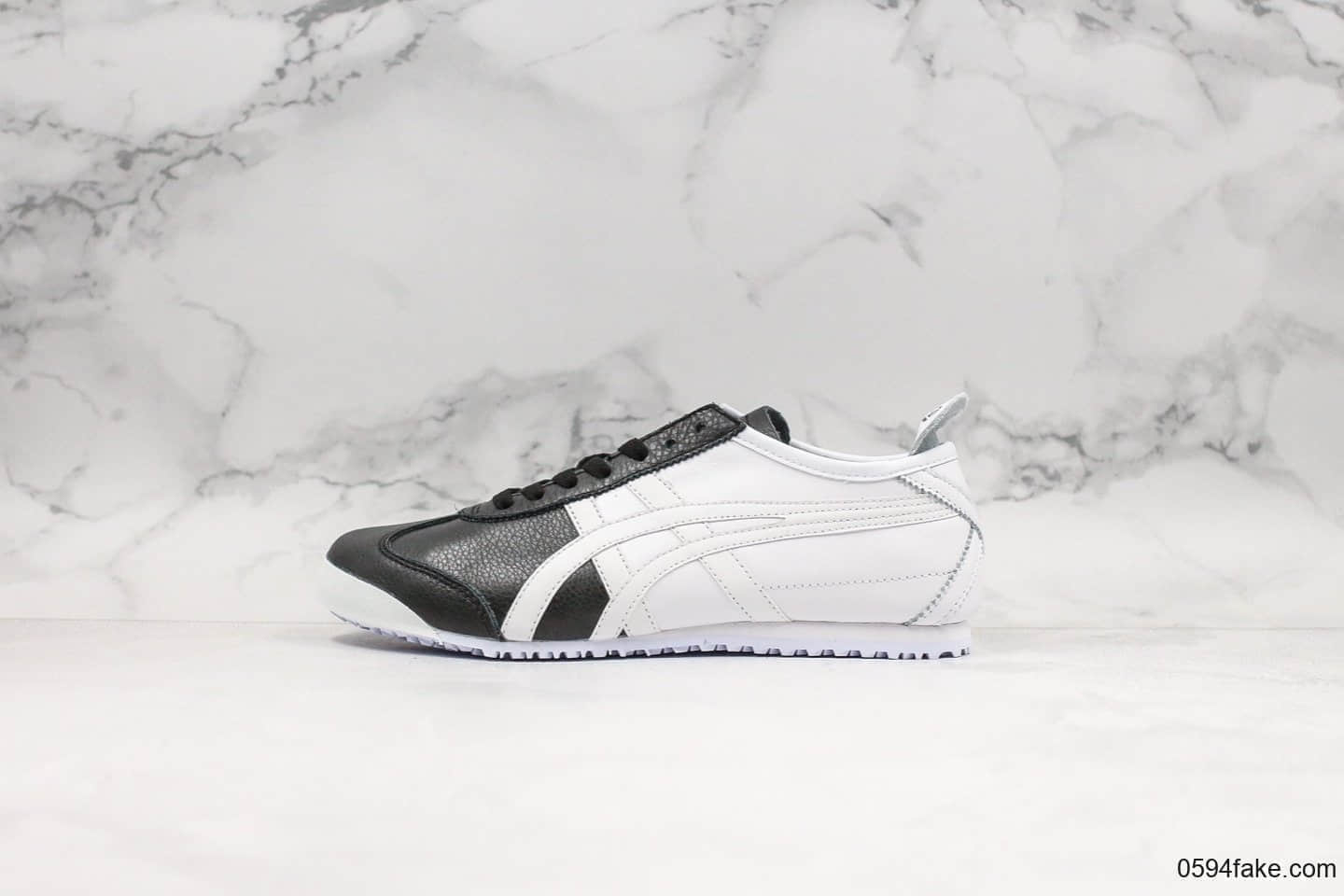 亚瑟士Asics Tiger Mexico 66头层皮面休闲运动跑鞋黑白公司级带半码四联官方吊牌乳胶组合鞋垫 货号:1183A646-009