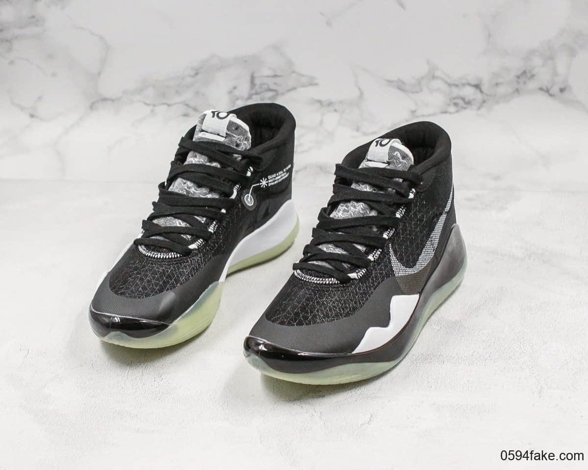 耐克Nike Zoom KD12 EP杜兰特12代实战篮球鞋黑色公司级全掌Zoom气垫外层半透明纤维四向可动Flywire飞线 货号：AR4230-109