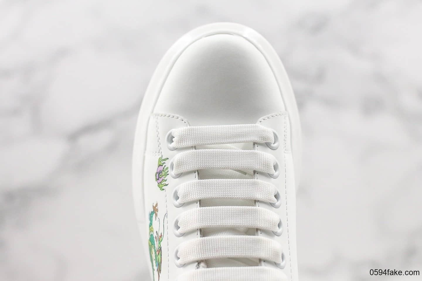 麦昆Alexander McQueen最新5D彩印2019年新款龙纹配色官网同步发售原版开模TPU防滑大底丝绸亚光牛皮