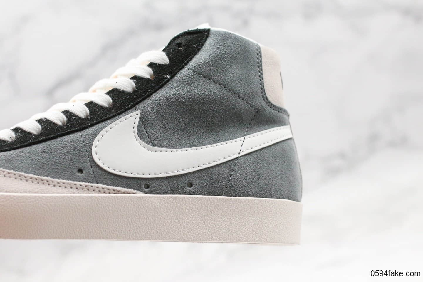 耐克Nike Blazer Mid '77 VNTG WE纯原版本高帮开拓者加绒款浅灰色休闲板鞋 货号:CI1167-001