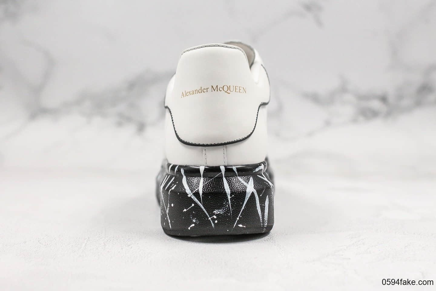 麦昆Alexander Mcqueen彩绘黑白泼墨全新纯原版本材料升级全头层皮打造原鞋一比一开模