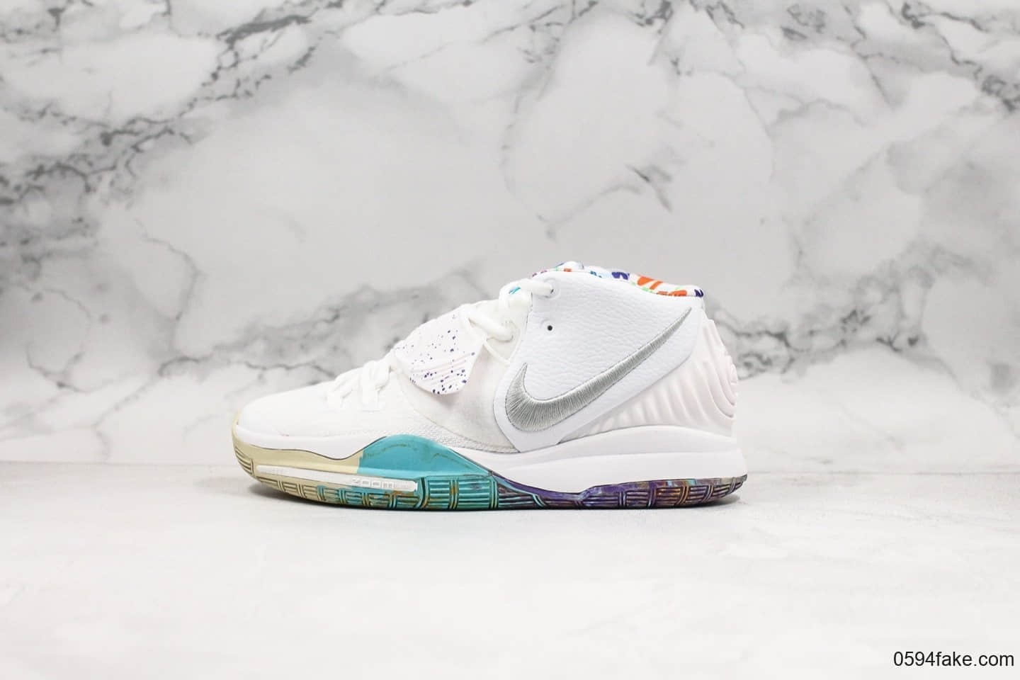 耐克Nike Kyrie 6 EP纯原版本欧文6彩虹白配色原档数据采集原厂Ortholite欧斯莱缓震鞋垫实战篮球鞋 货号:BQ9377-102