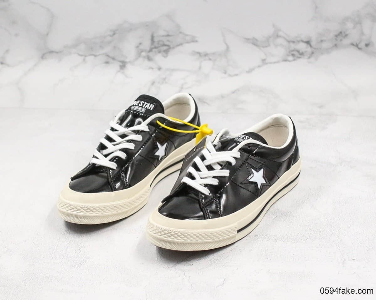 匡威Converse One Star木村一星硫化鞋黑白皮面板鞋公司级拼接头层牛皮正确蓝底原盒原标