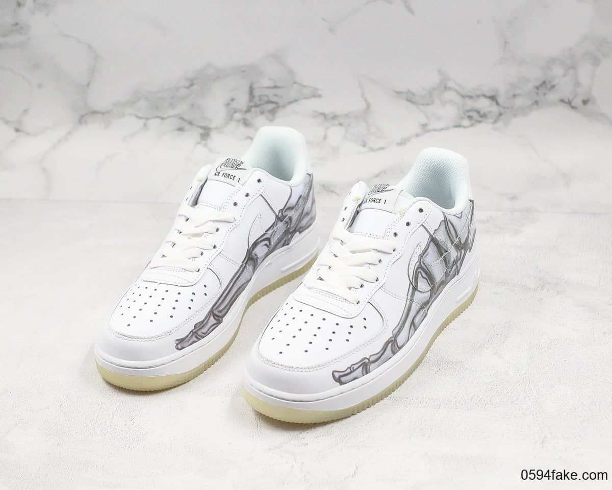 耐克Nike Air Force 1 “Skeleton”空军一号板鞋AF1万圣节白色透视骨骼公司级带半码全新升级鞋面对比原鞋 货号：BQ7541-100