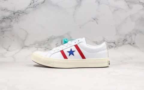 匡威Converse One Star Suede OX“Grey White”一星系列低帮板鞋皮白蓝红公司级正确PU硅蓝中底原厂硫化工艺 货号:163758C