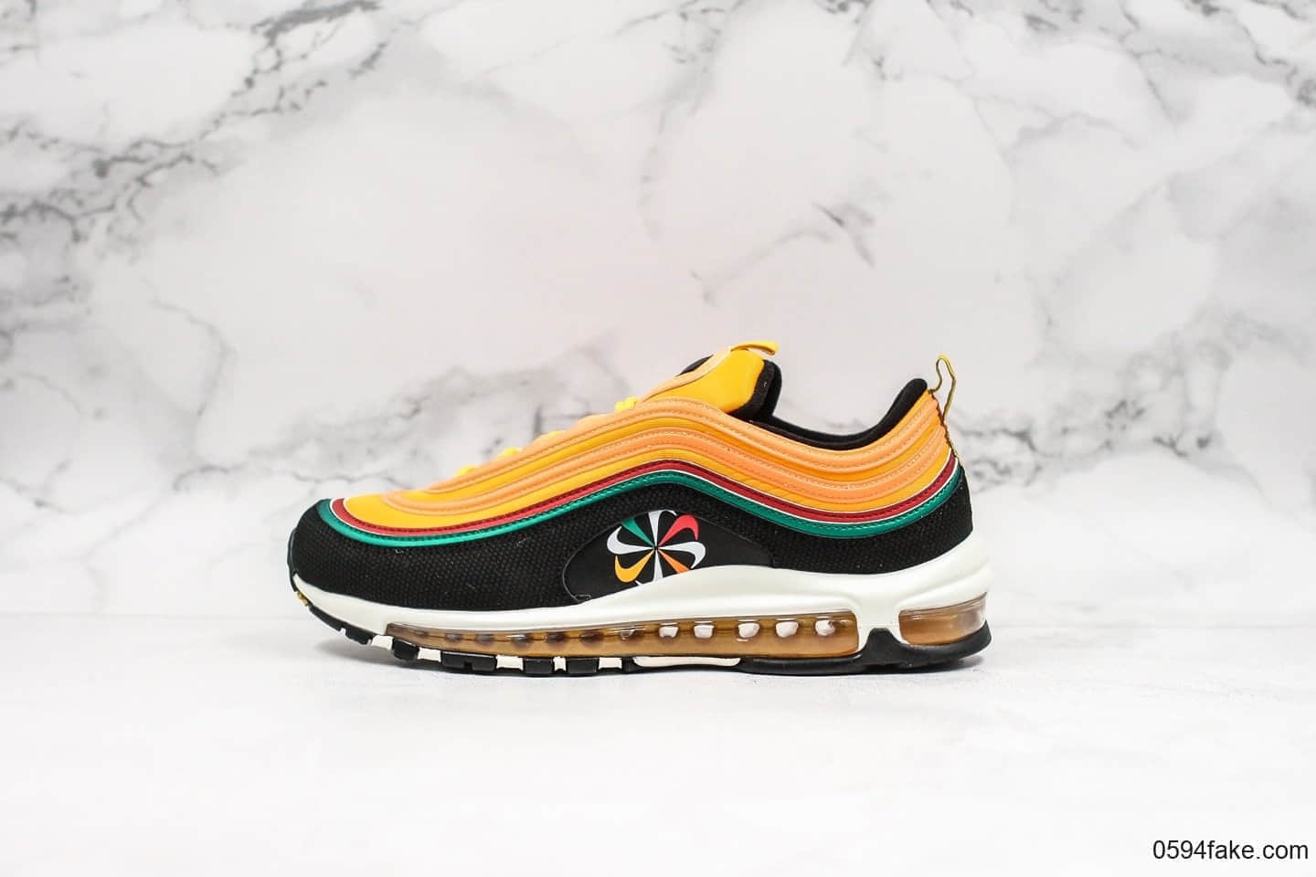 耐克Nike Air Max 97全新配色黑橙色大风车纯原版本市场首家原模原气垫卡色匹配原版 货号:CK9399-001