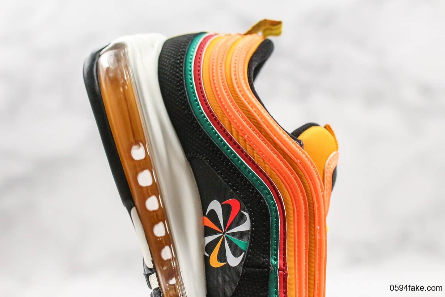 耐克Nike Air Max 97全新配色黑橙色大风车纯原版本市场首家原模原气垫卡色匹配原版 货号:CK9399-001