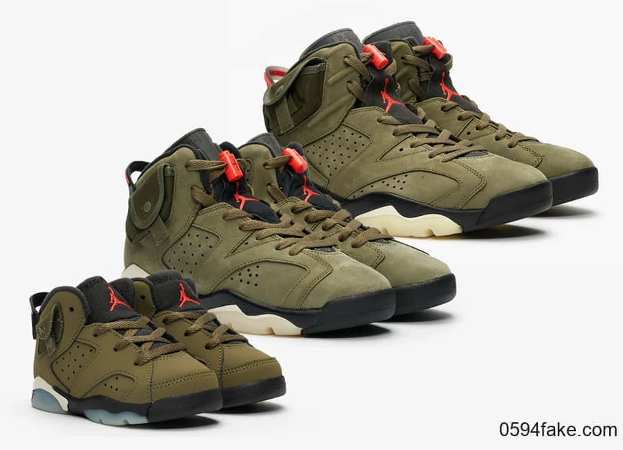 Travis Scott x Air Jordan 6“ Medium Olive”将于10月12日发售!全家族尺码都有!