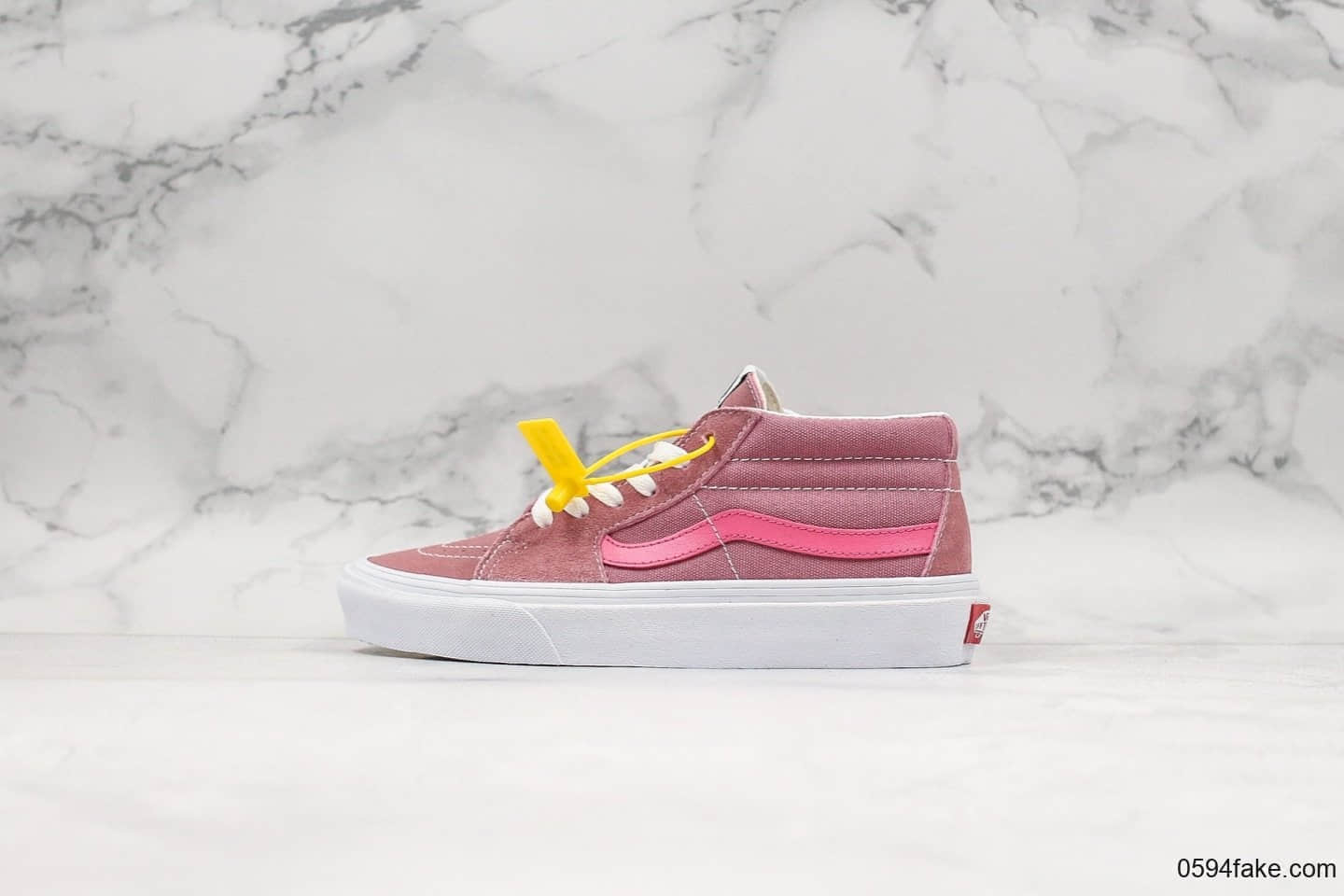 万斯Vans SK8-Mid公司级版本原厂硫化拼色中帮板鞋浅粉小红书爆款男女新款