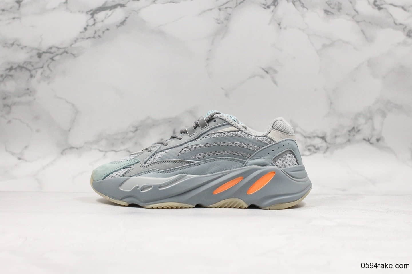 阿迪达斯Adidas Originals YEEZY BOOST 700V2 Inertia纯原版本复古爆米花中底老爹鞋慢跑鞋新惯性硅蓝橘3M反光设计 货号:FW2549