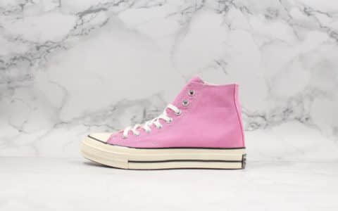 匡威Converse 1970s公司级版本19年第二季度全新鞋楦打造双围条蓝底硫化工艺粉色高帮帆布鞋 货号:164947C