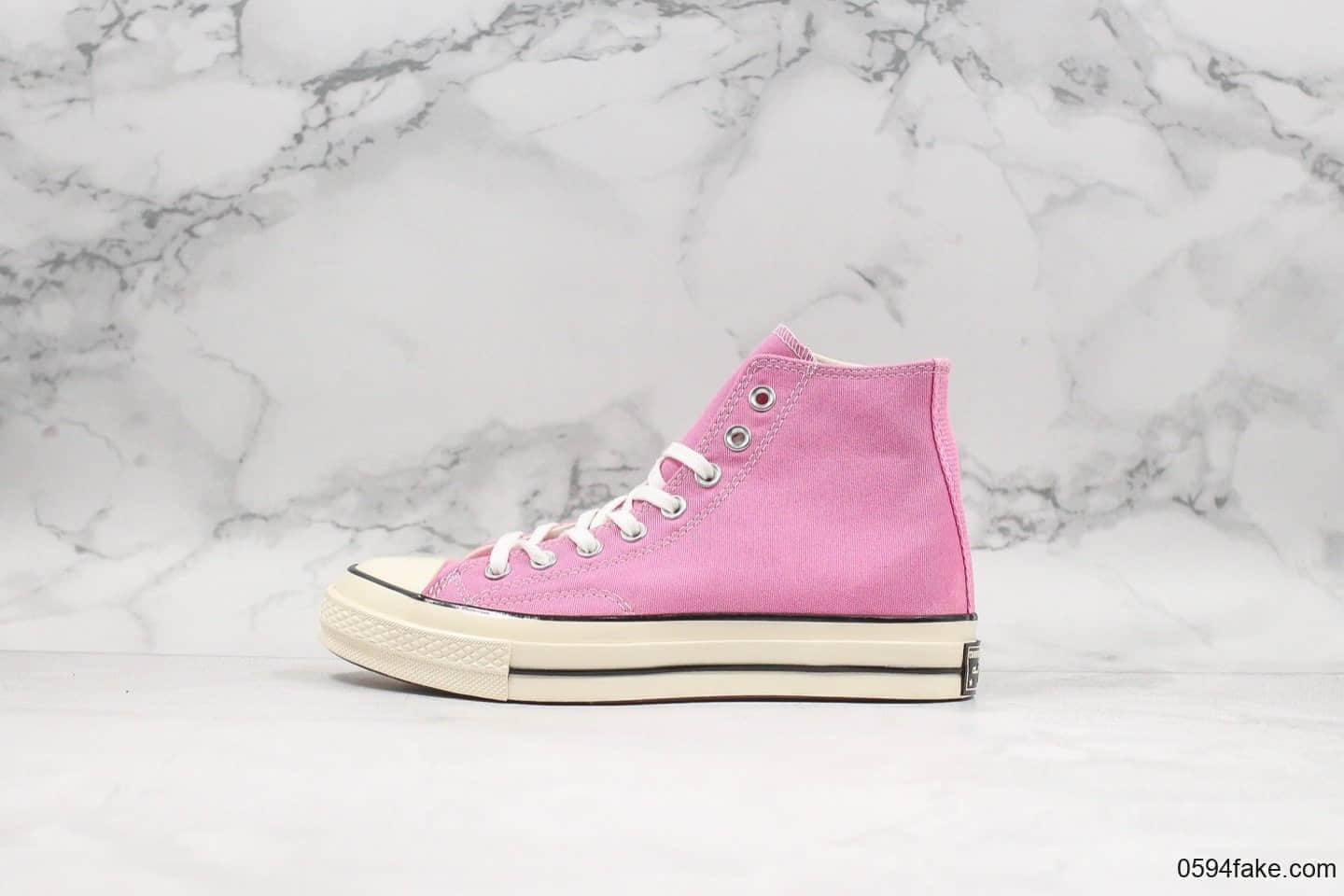 匡威Converse 1970s公司级版本19年第二季度全新鞋楦打造双围条蓝底硫化工艺粉色高帮帆布鞋 货号:164947C