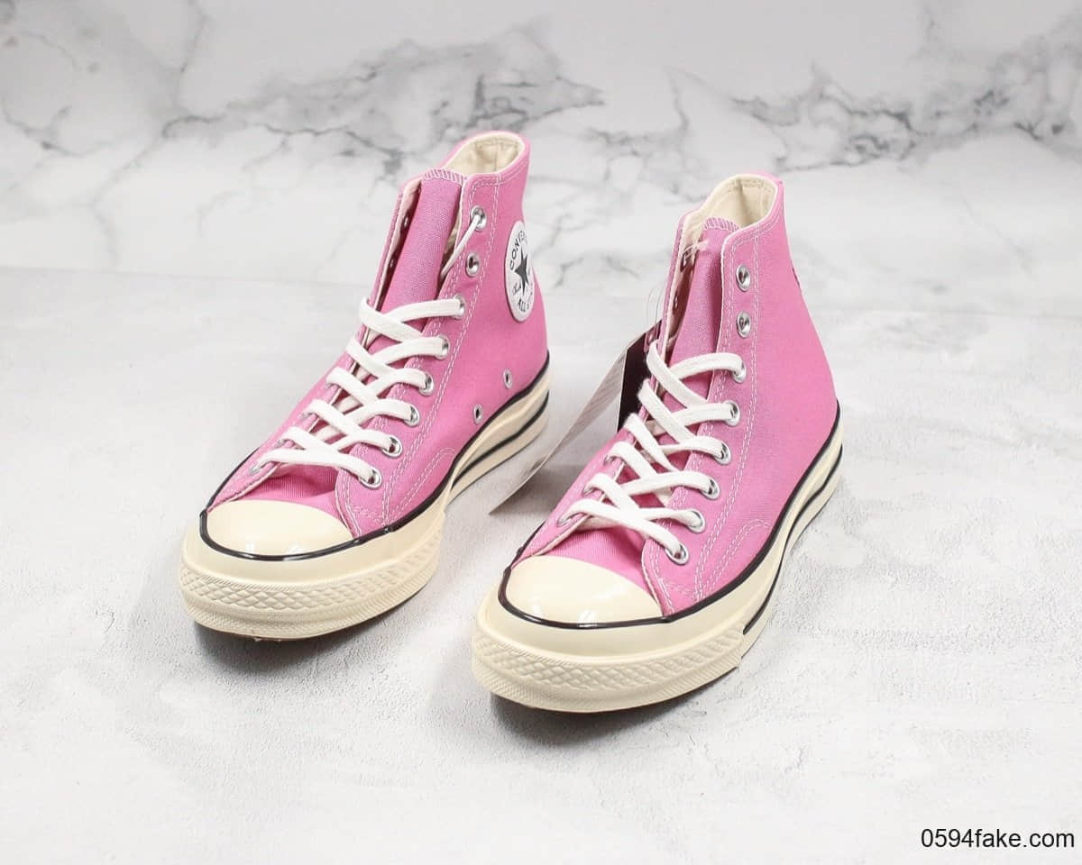 匡威Converse 1970s公司级版本19年第二季度全新鞋楦打造双围条蓝底硫化工艺粉色高帮帆布鞋 货号:164947C