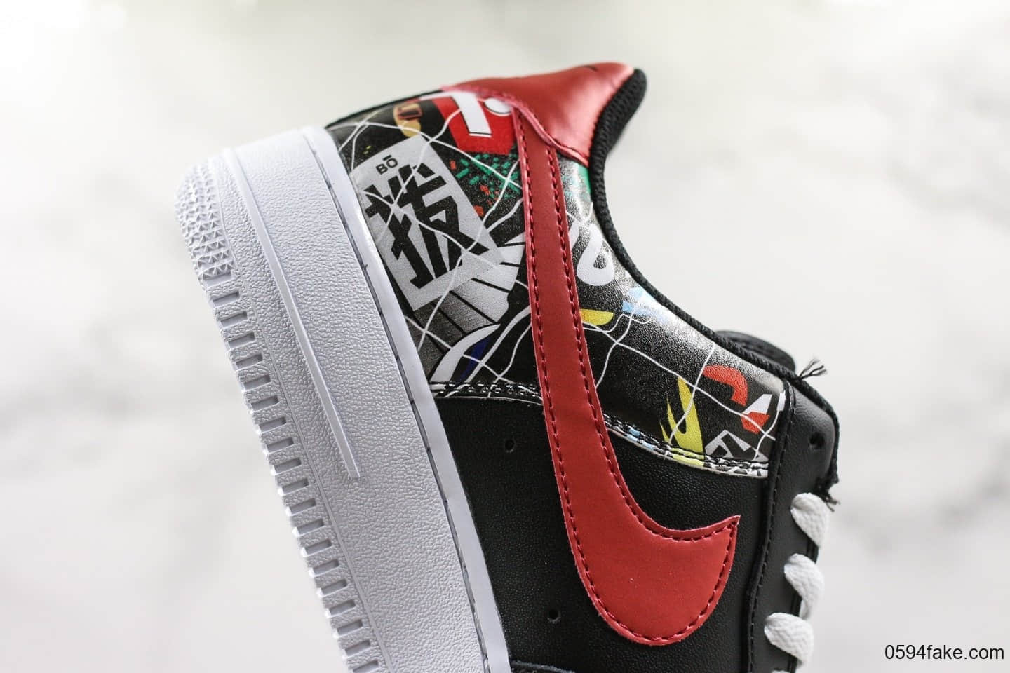 耐克Nike Air Force 1 07 LV8 “China Hoop Dreams”空军一号休闲运动鞋中国区限定配色黑红嘻哈涂鸦公司级带半码“街机”创意联名 货号：CK0732-081