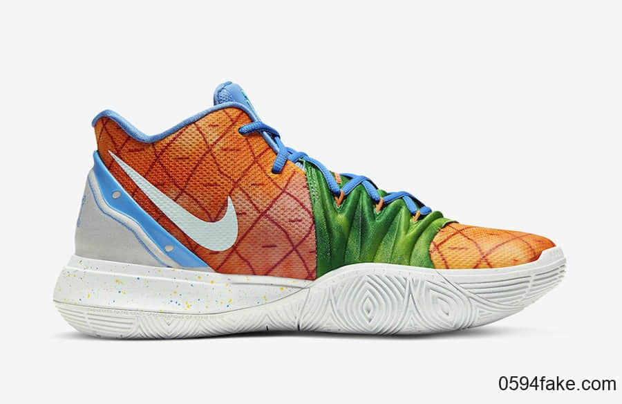 《海绵宝宝》 x Nike Kyrie 5“菠萝屋”配色释出官图! 货号:CJ6951-800