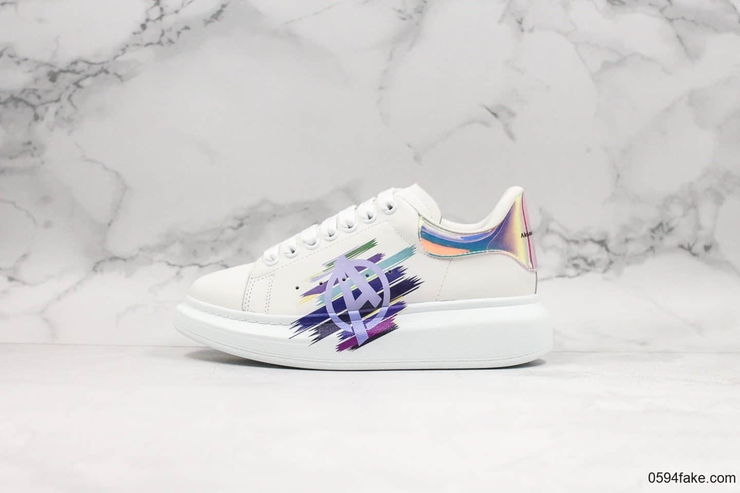 亚历山大Alexander McQueen麦昆小白鞋5D彩印2019全新配色官网同步发售公司级原版开模进口丝绸亚光原版牛皮