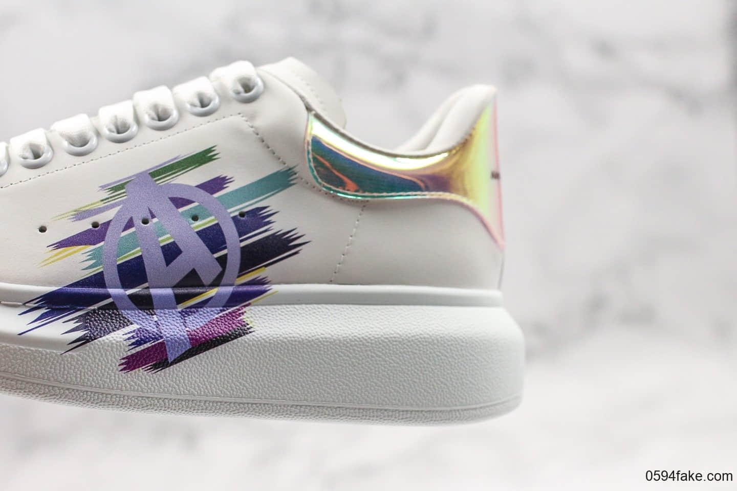 亚历山大Alexander McQueen麦昆小白鞋5D彩印2019全新配色官网同步发售公司级原版开模进口丝绸亚光原版牛皮