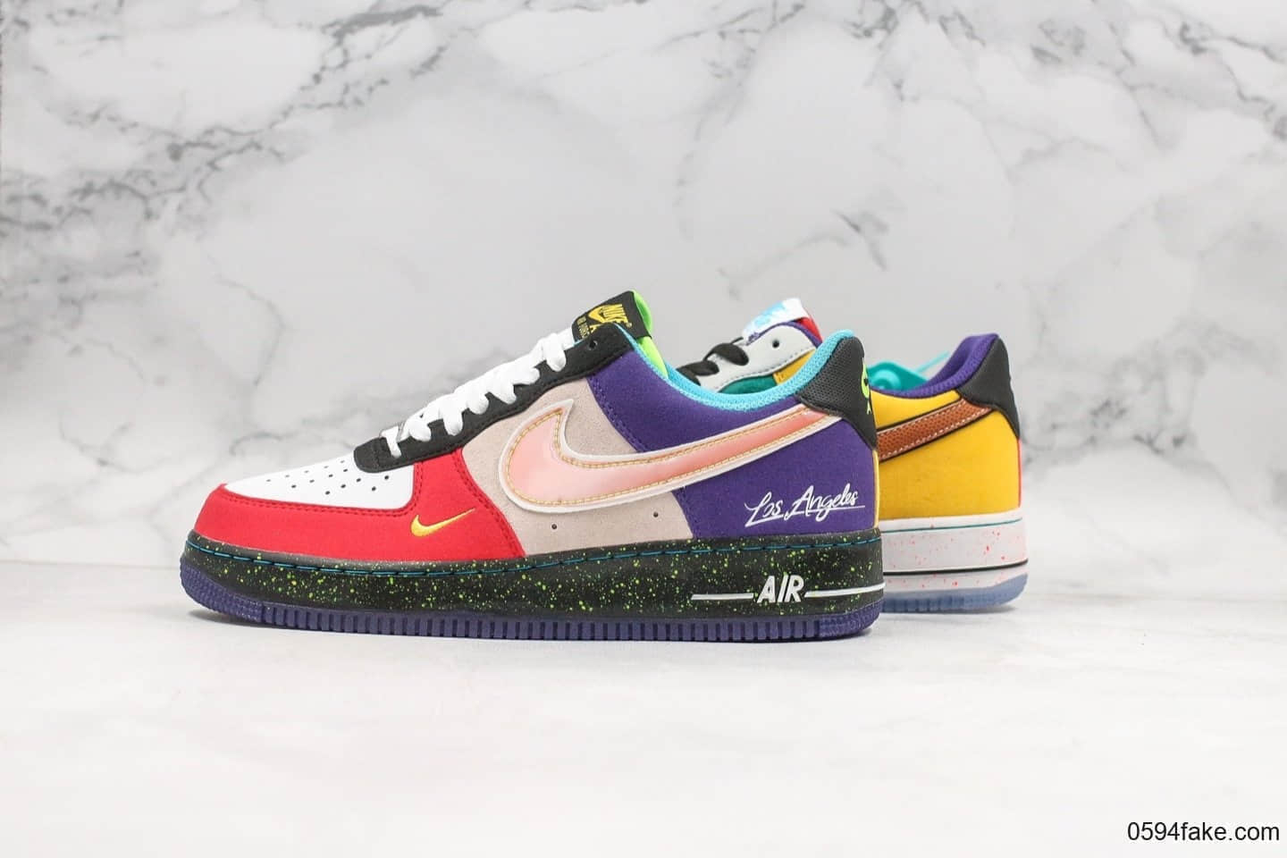 耐克Nike Air Force 1 What The LA纯原版本低帮空军一号洛杉矶限定鸳鸯配色内置气垫原盒原标 货号:CT1117-100
