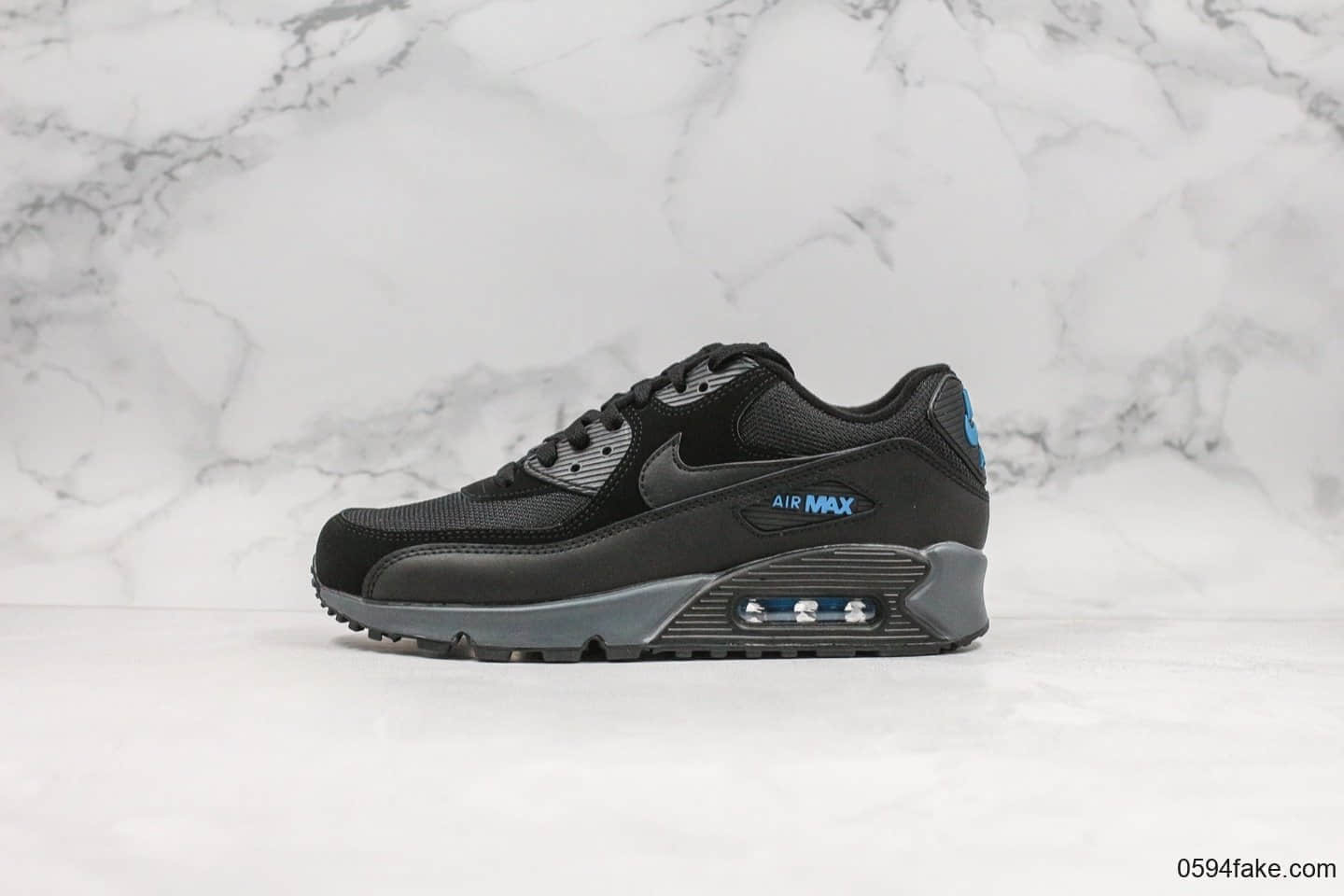 耐克Nike Air Max 90 Essential纯原版本max90复古气垫运动慢跑鞋黑蓝色内置可视气垫皮革鞋面 货号:CN0194-001